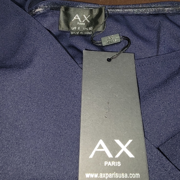 AX París streth slitted darte zipperet sleveless asymmetriecal neckline  blue 6 - Picture 10 of 15